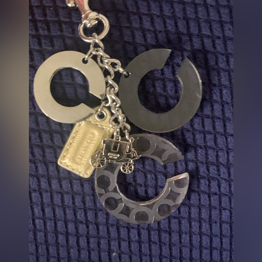 Coach Rare Horse And Carriage Large Signature C's Keychain Fob Or Bag Charm